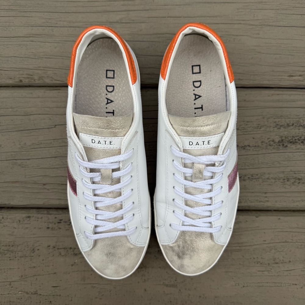 D.A.T.E. Hill Low sneakers in white calf leather shoes size 7 - Picture 8 of 16
